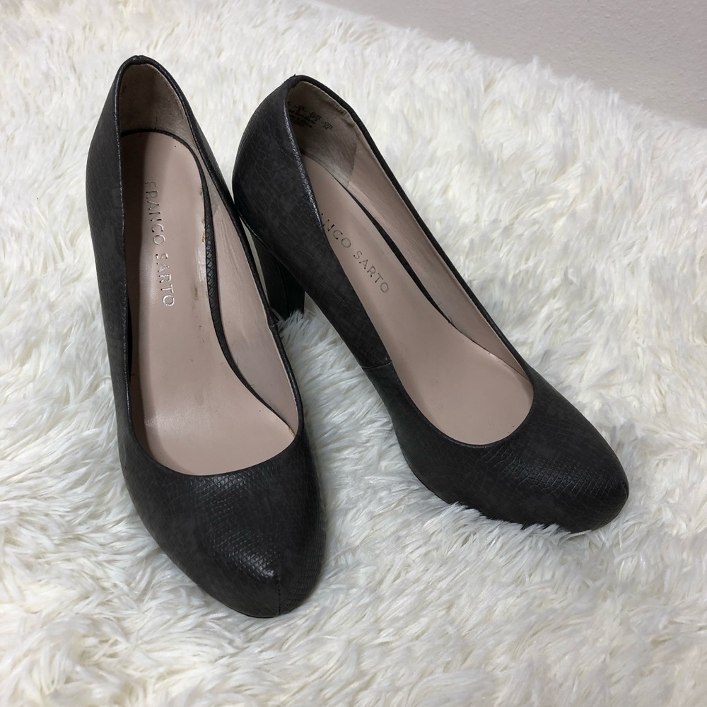 Franco Sarto Gray Snakeskin Pumps